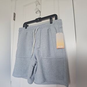 NWT Mens Malibu Drill Clothing Co. Light Blue Textured Fabric Shorts Size Large